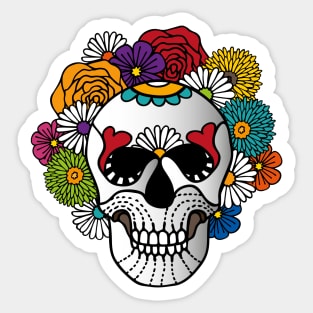 Dark Curly Sugar Skull Sticker